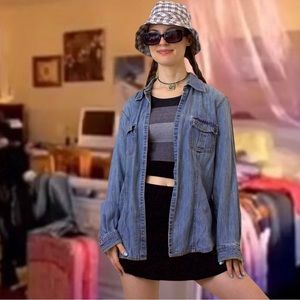 Vintage 90s grunge denim button up shirt